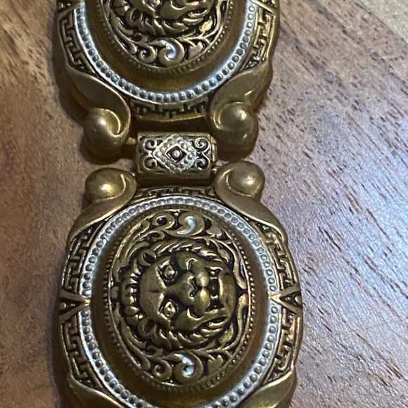 Vintage damascene Toledo ware lions head metal bracelet - Picture 14 of 16